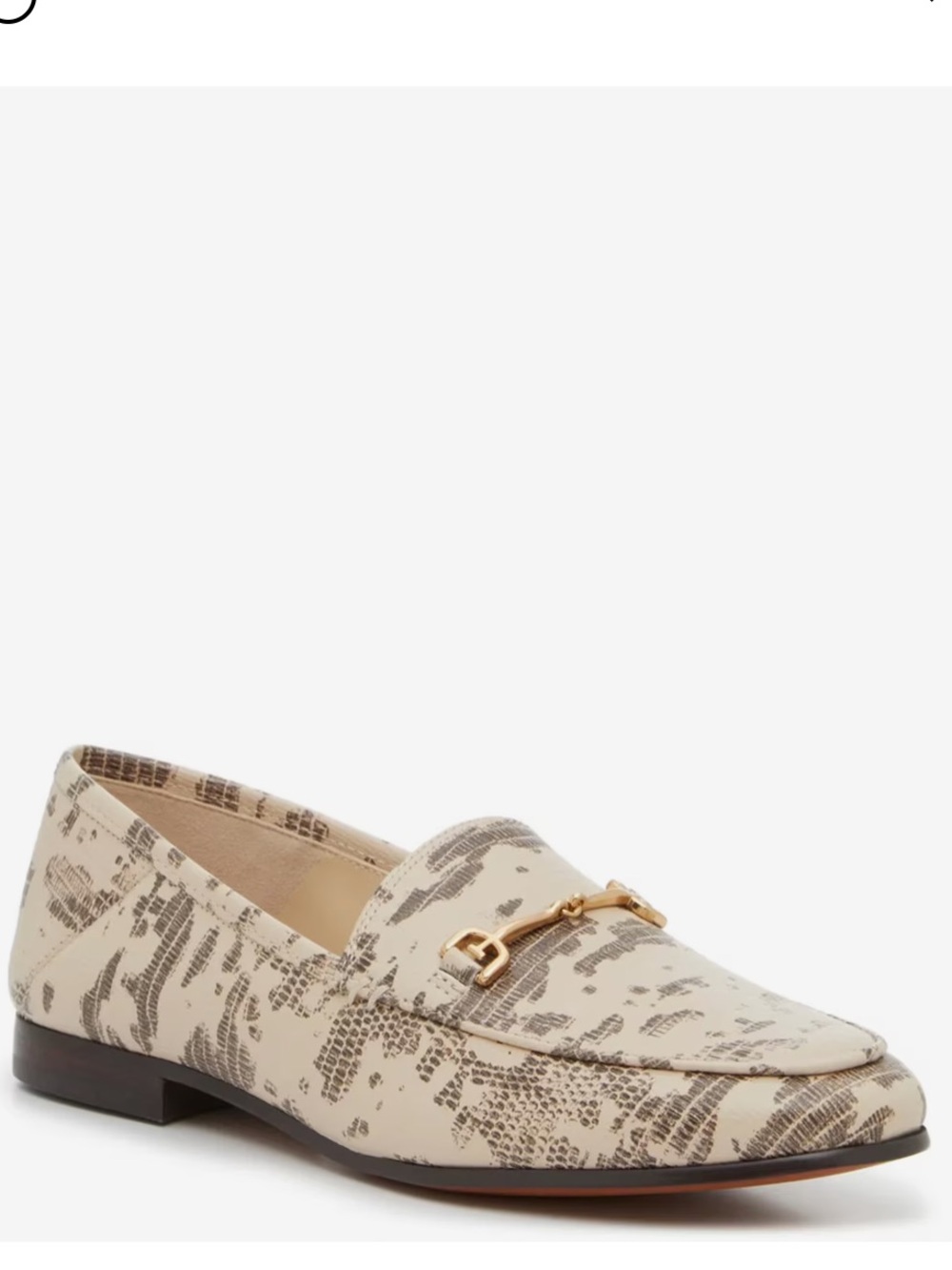 Sam Edelman Loraine Roccia Lizard Loafers Gold Horsebit Leather Flats NIB 8.5